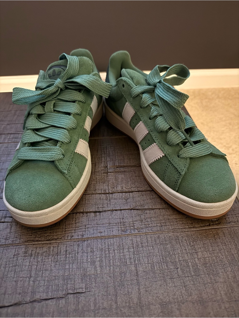 Adidas Campus 00s Green Suede Women's Sneakers with White Stripes